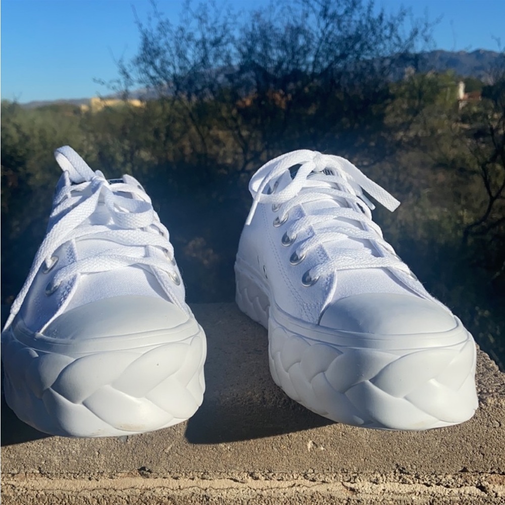 👟 New Cable Lift Converse CTAS OX Platform Braided Sole White Canvas Sneakers - Picture 12 of 15